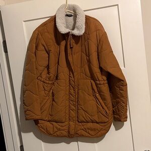 Columbia Brown Quilted Puffer Jacket with Sherpa Collar